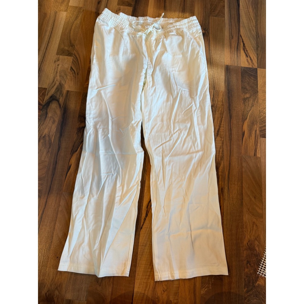 GAP Maternity Pants Womens M White Drawstring Tencel Cotton Lounge NWOT light